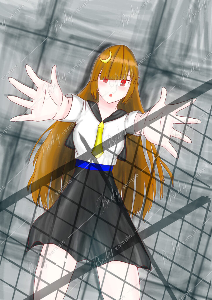 屋上で寝そべる女学生