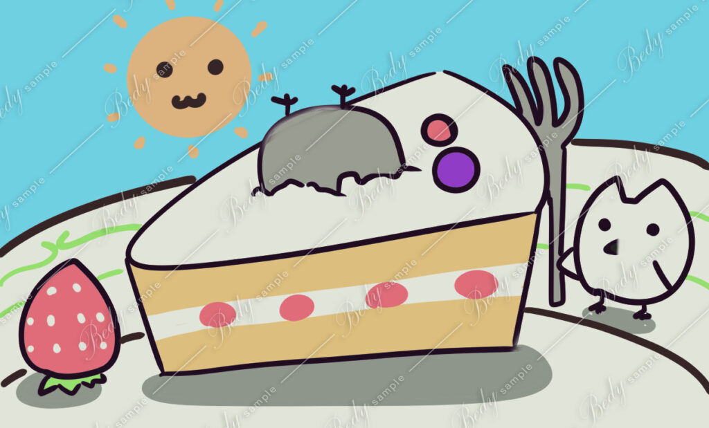 鳴神弥生 オリジナル ケーキとマスコットキャラ